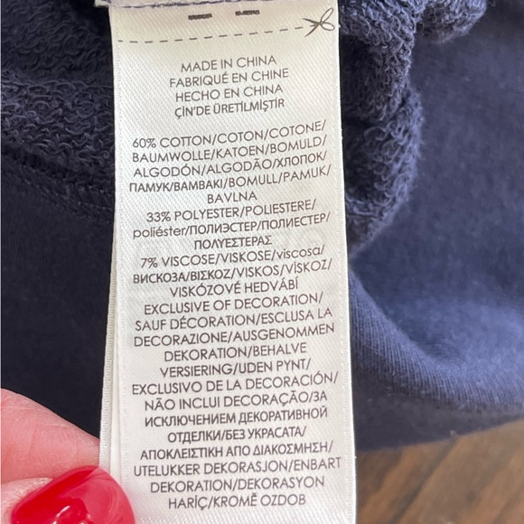 POLO RALPH LAUREN Navy Blue White Oversized Crewneck Sweatshirt Classic Size XL - Picture 8 of 10